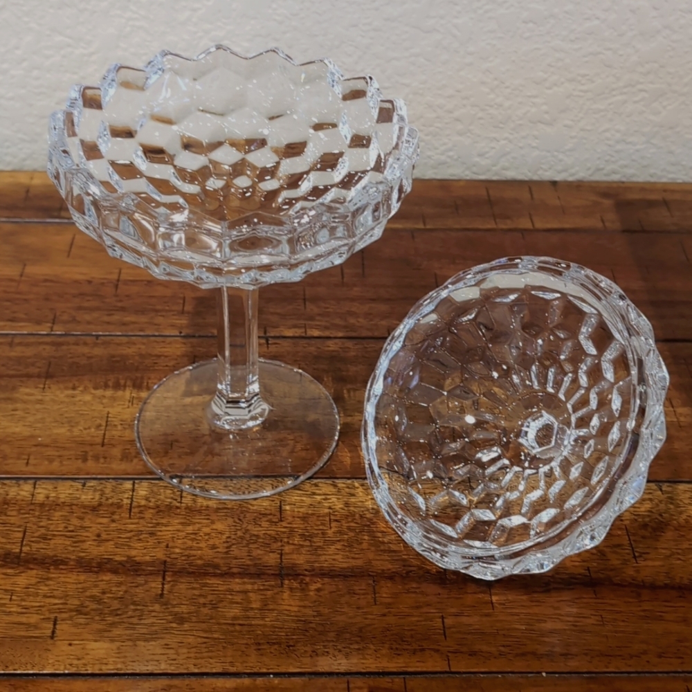 Fostoria American Pattern Clear Crystal Glass Pedestal Candy Dish Compote 9" - Picture 5 of 5